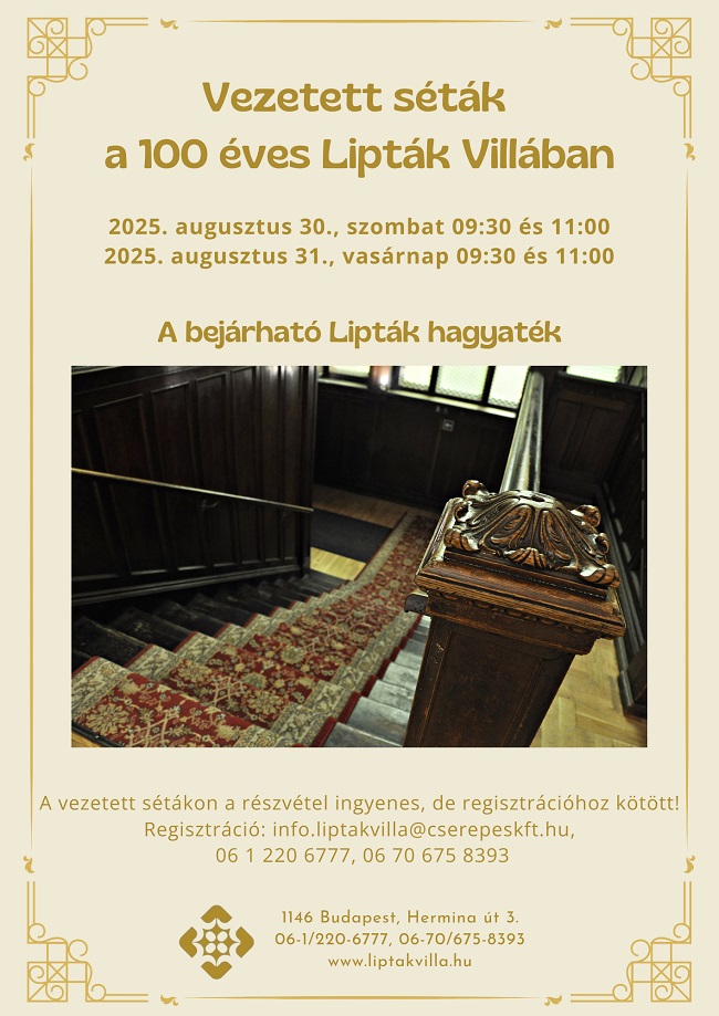 Vezetett séták a 100 éves Lipták Villában