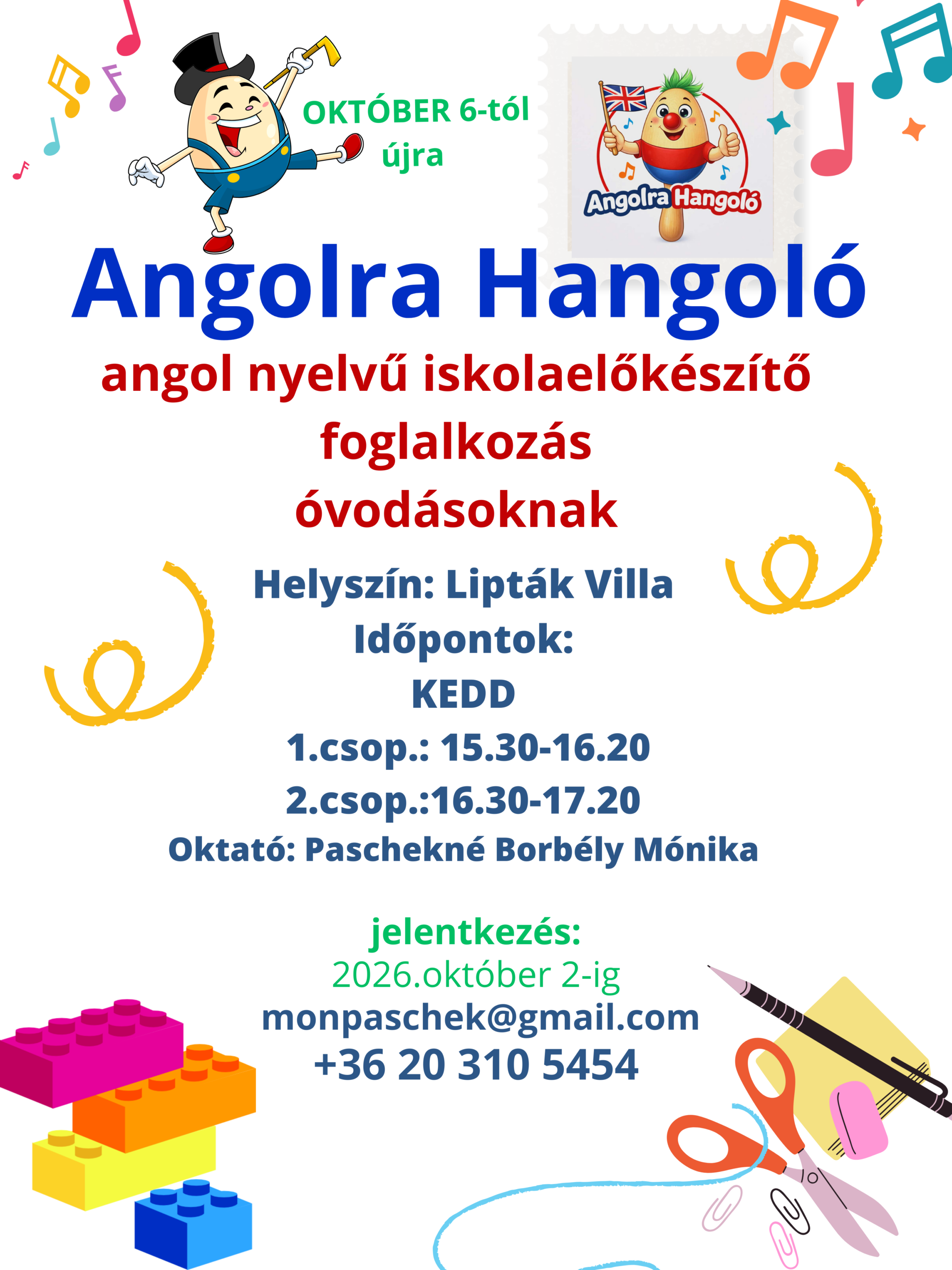 Angolra hangoló foglalkozás a Lipták Villában – információs plakát