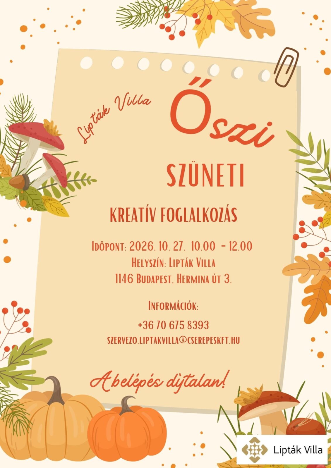 Őszi szüneti kreatív foglalkozás